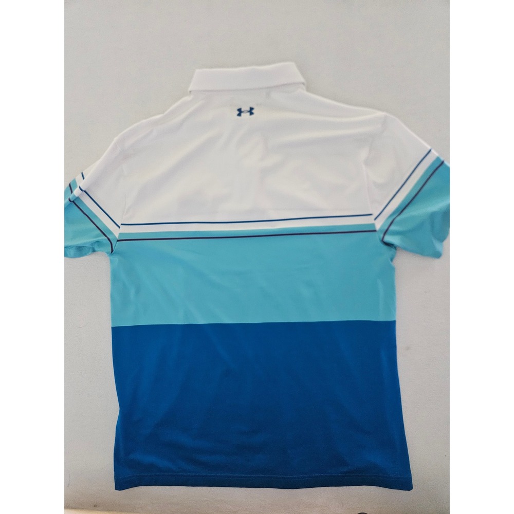 Under Armour Playoff Polo Mens Large Blue White Colorblock A-Ga-Ming Golf Shirt - Picture 3 of 6